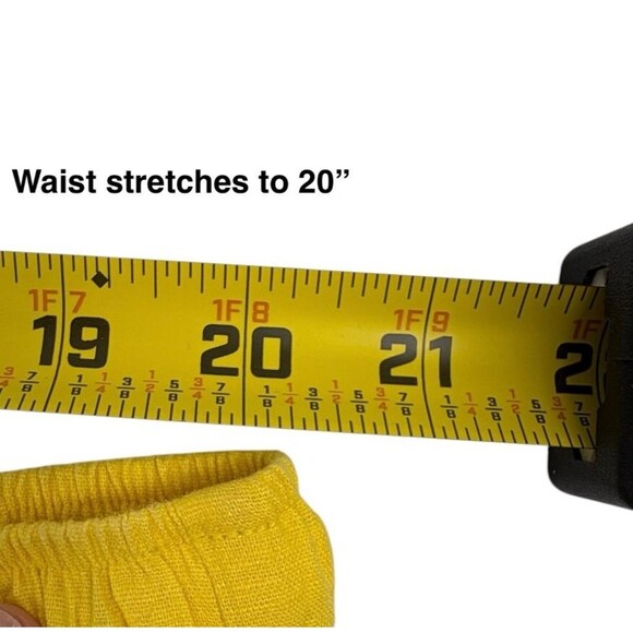 Pappagallo Linen Cotton Crop Pants Yellow Topstitch Wide Leg Cruise Resort XL - Picture 8 of 12